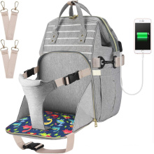 Large Capacity Multi Function Travel USB Charging Port Nappy Diaper Bag With Baby Seat